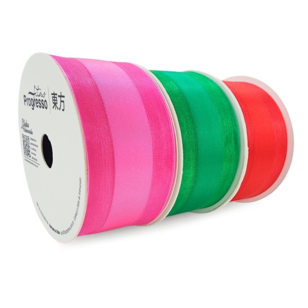 Fita Voal c/ Cetim VCE 38mm Progresso N°9 10m - Novo Modelo