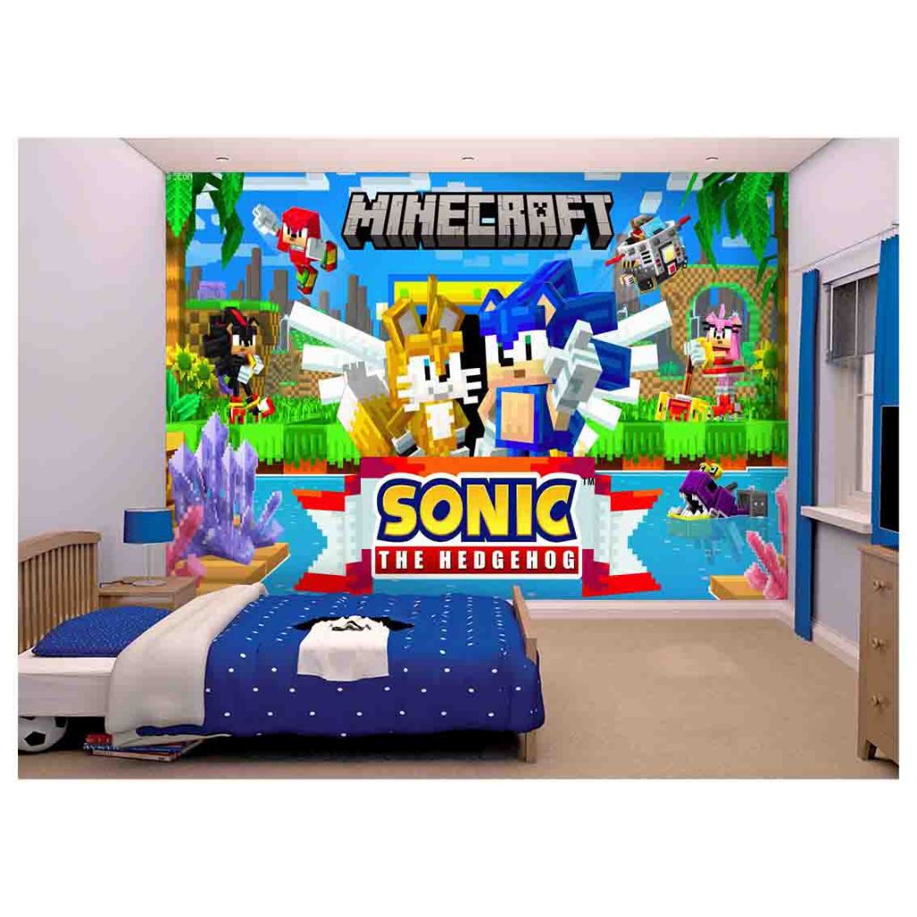 Adesivo Decorativo Minecraft Papel de Parede Sonic Decoração Jogo de Vídeo Game MNC-063