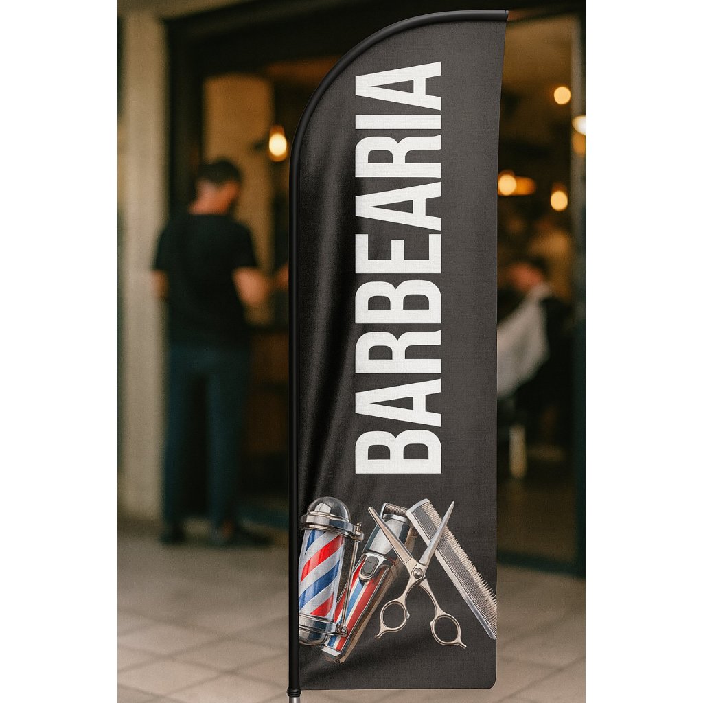 Kit Wind Banner Completo Barbearia Dupla Face