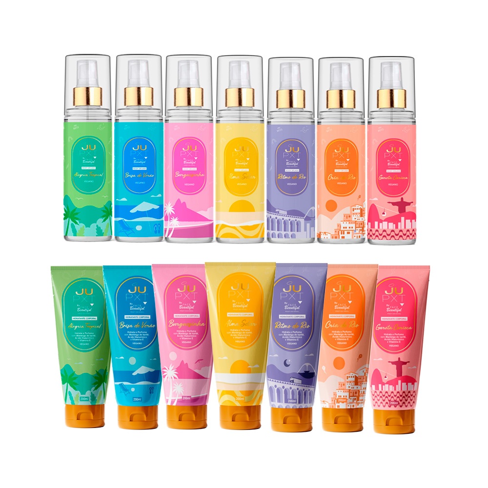 Kit 07 Body Splash e 07 Hidratante Corporal Essência Carioca JUPXT by Face Beautiful em Oferta na Shopee