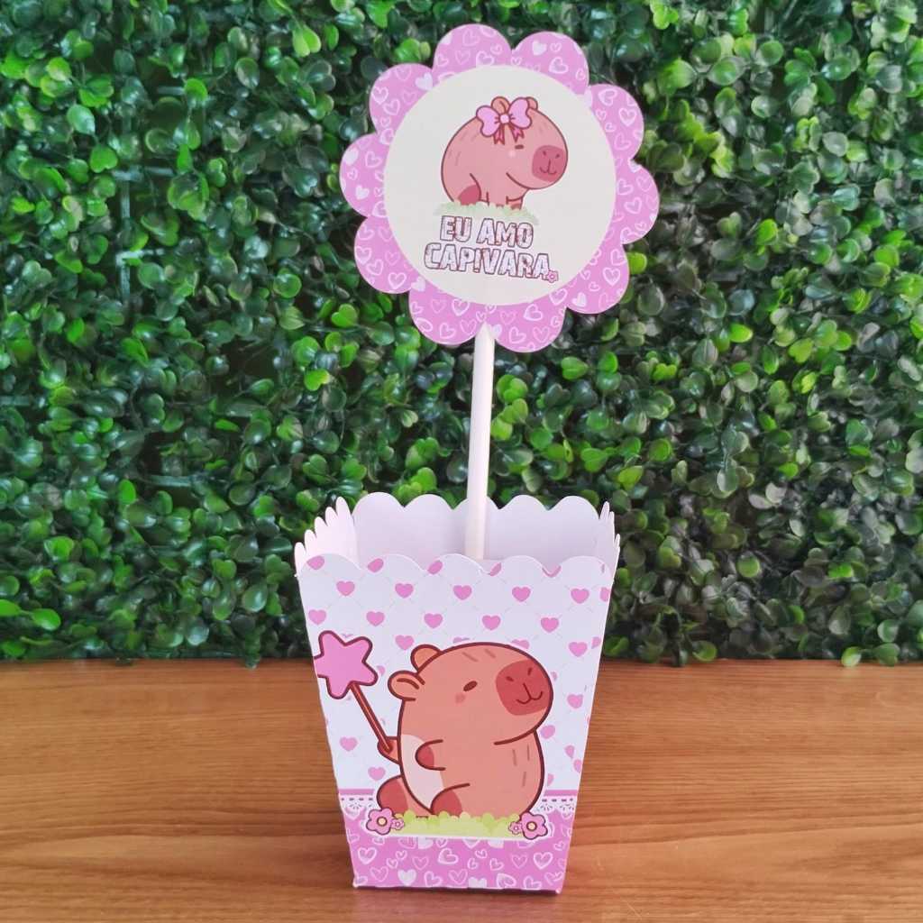 Centro de Mesa lembrancinhas decoração personalizados PEGUE E MONTE- Capivara Fofa
