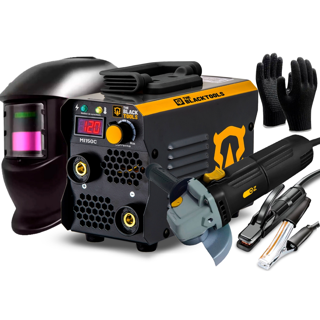 Máquina De Solda Inversora Mini Mma Com Esmerilhadeira Lixadeira 220v  + Mascara De Solda E Luva em Oferta na Shopee