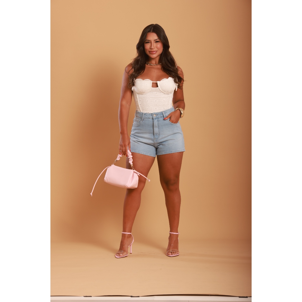 Short Mom Alto Urca Claro Leve Bigode Short Jeans Feminino Basico Tendencia Cintura Alta Glitter Jeans Alta Qualidade