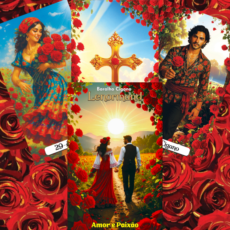 Baralho Cigano Lenormand Amor & Paixão – Kit Completo para Leitura