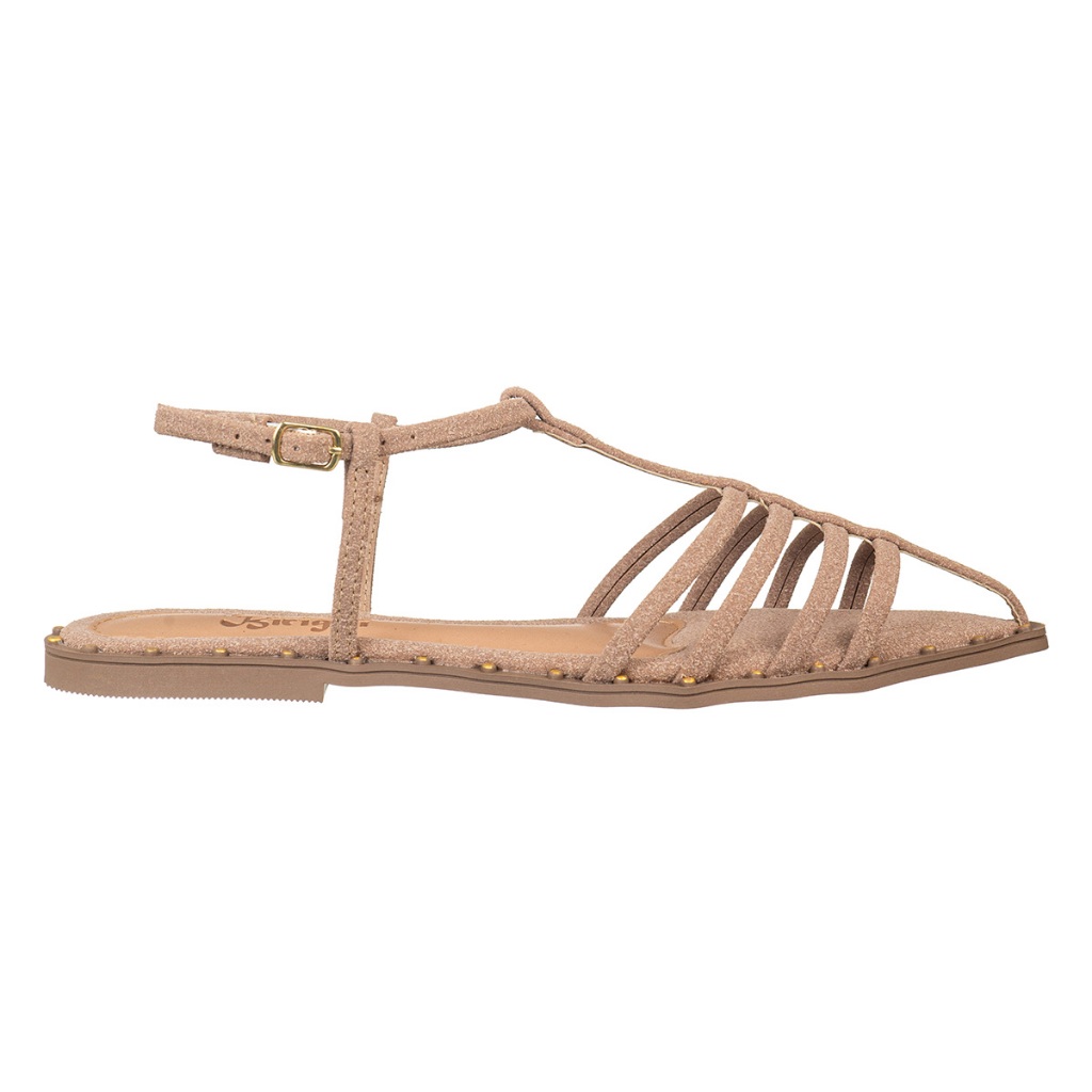 Sandália Feminina Rasteirinha Gladiadora C/ Bico Folha- Via Birigui