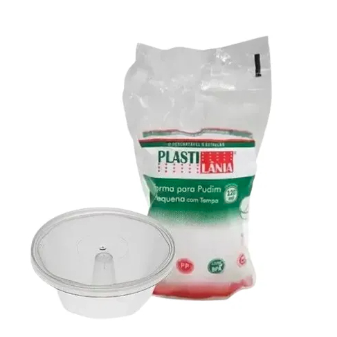 Forma Pudim Descartável Forneável c/ tampa - 80/120/250/500/1100ml - Plastilania