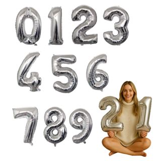 2 Balões Número Prata Metalizado 40cm Decoração Bexiga Festa Aniversário Ano Novo em Oferta na Shopee