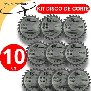 Kit 10 Unidades Disco de Corte p/ Madeira Serra Maquita Esmerilhadeira 24 Dentes