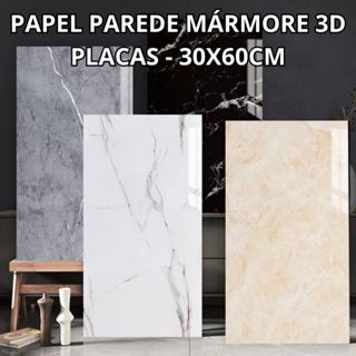 Kit 40 Placas Mármore Vinílico Adesivo 60x30 Parede Decoração Lavável em Oferta na Shopee