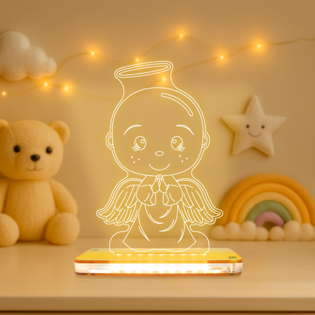 Luminária LED 3D de Mesa/Luz Noturna Presente Criativo/Decoração-Anjinho  Anjinho Cute Baby