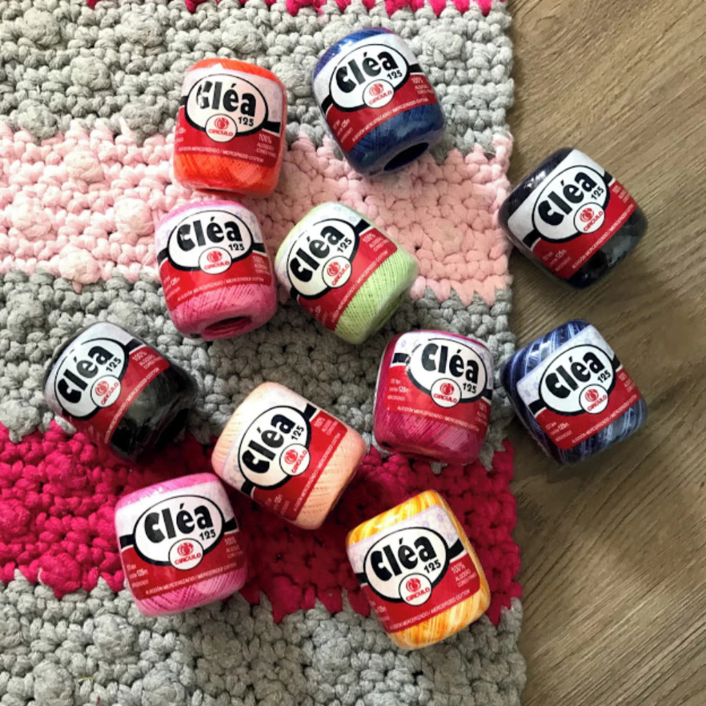 Kit 3 Unidades Linha Cléa Circulo 125 metros 100% Algodão para Crochê, Tricô e Bordado