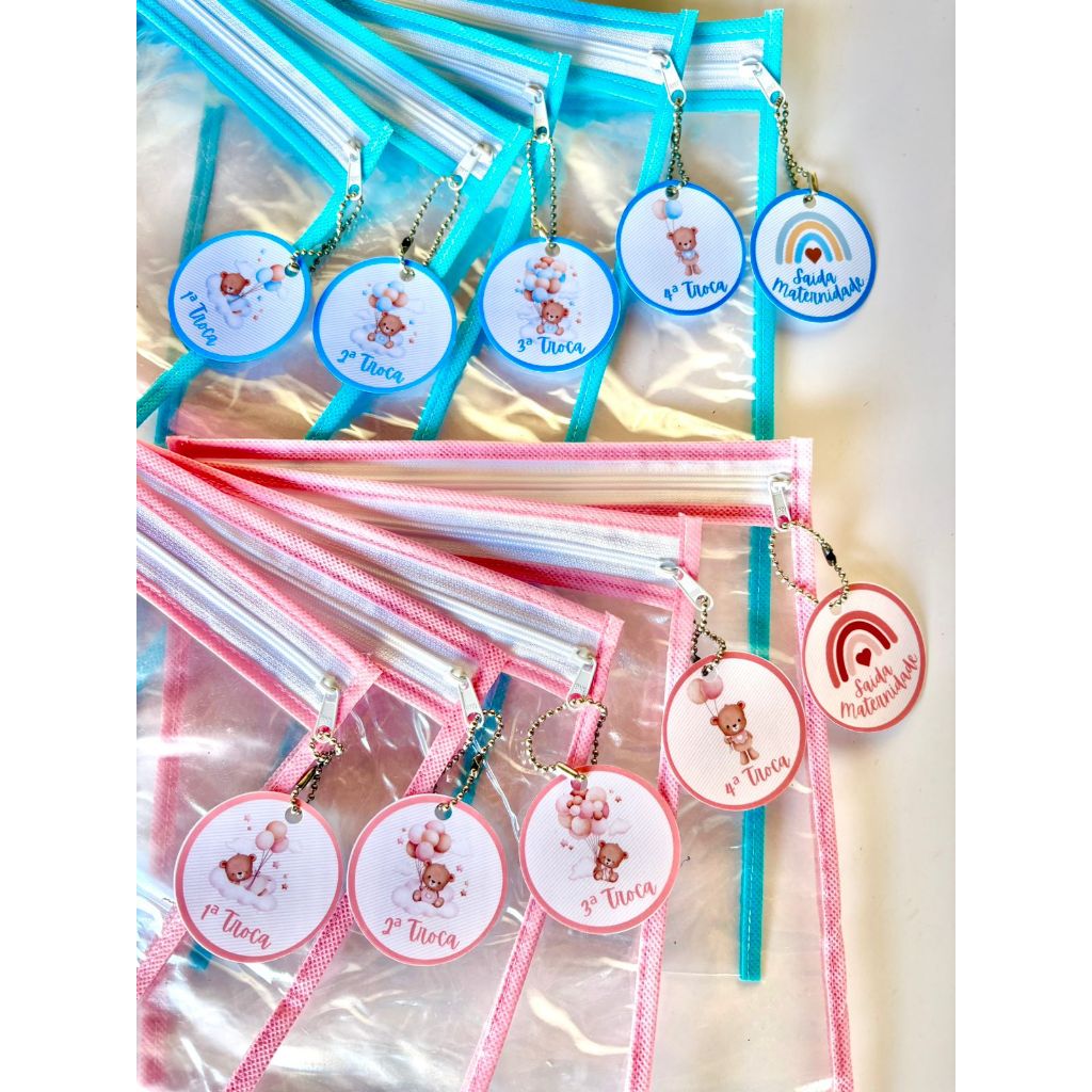 Kit 5 Saquinho Organizador Mala Maternidade Bebe + Tag Troca Saída Maternidade em Oferta na Shopee