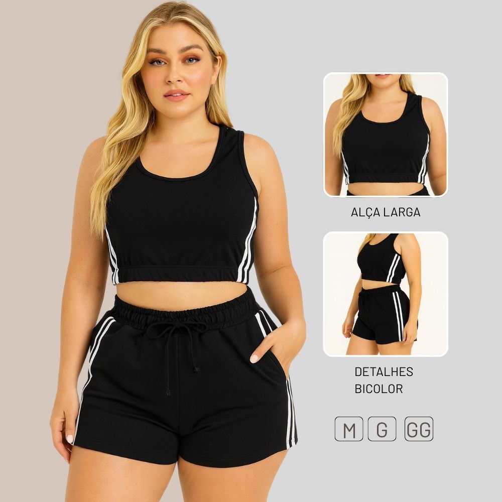 Conjunto Feminino Academia Moda Fitness Beach Conjunto Shorts Bolso