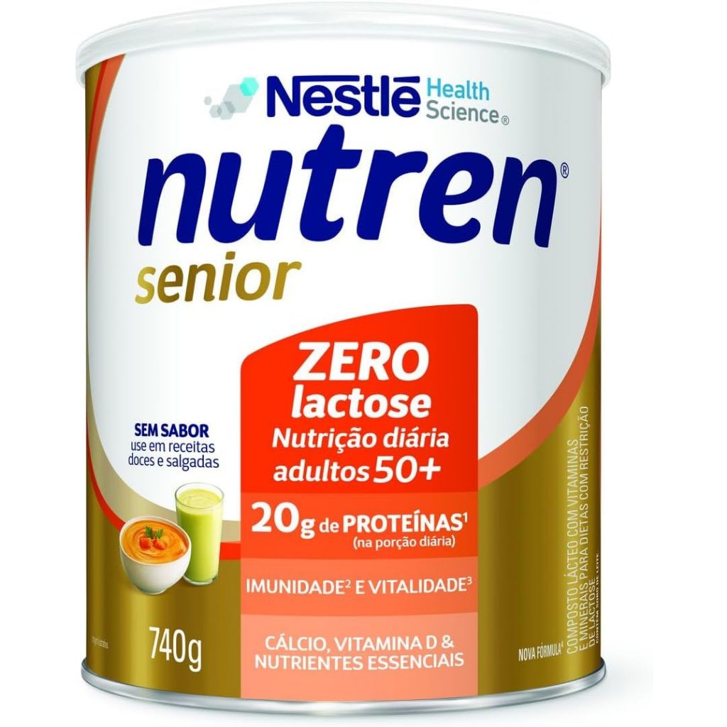 Nutren Senior Pó Zero Lactose Sem Sabor 740g Suplemento Alimentar Nestlé em Oferta na Shopee