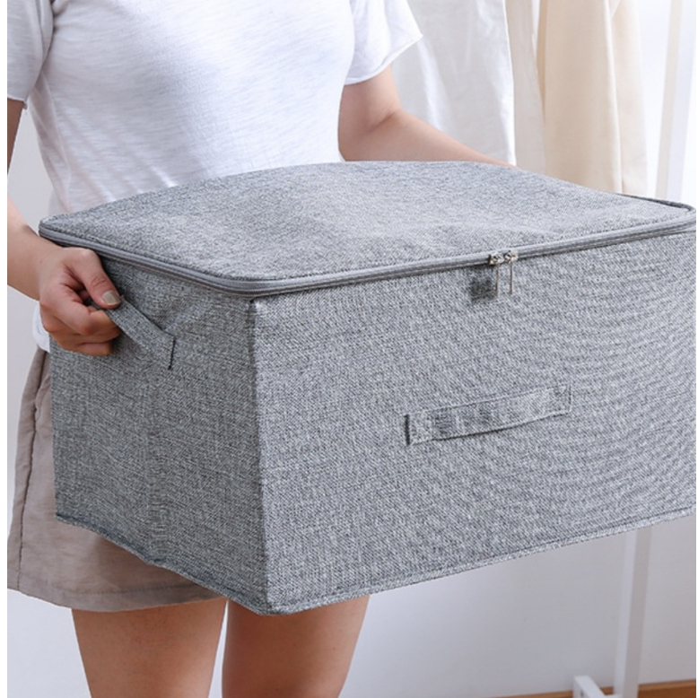 Caixa organizadora dobrável com Tampa em tecido Zíper Duplo