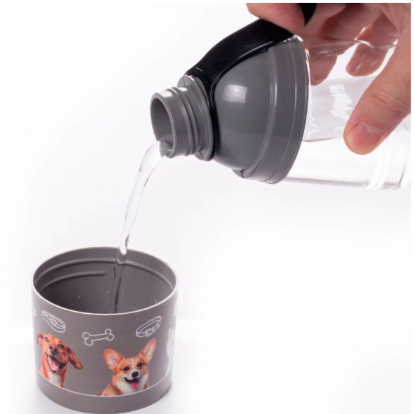 Bebedouro Pet 2 Em 1 Garrafinha E Compartimento Para Petisco 360ML