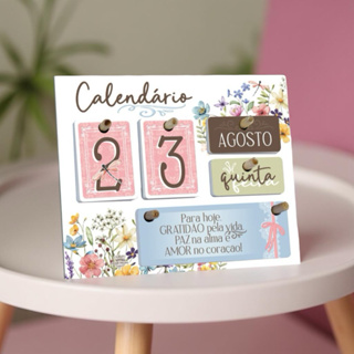 Calendário de Mesa Permanente com Plaquinhas Inpiradoras MDF Madeira em Oferta na Shopee