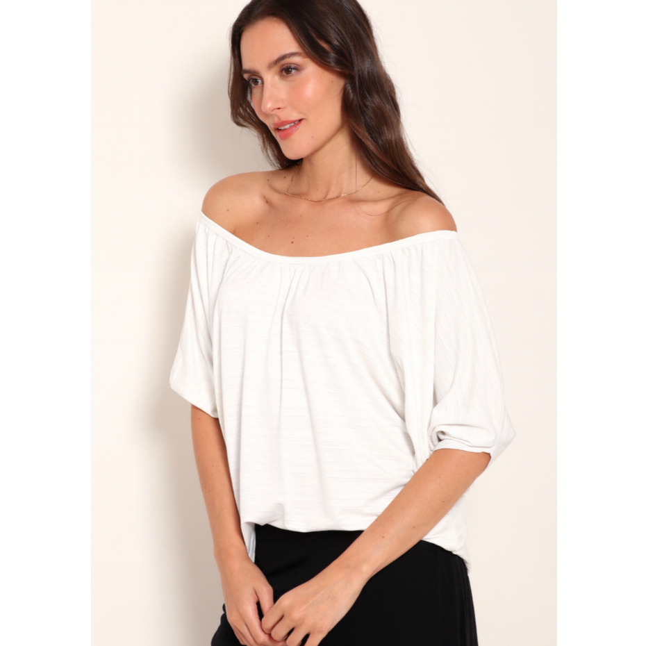 Blusa Feminina Básica Poliamida Ombro a Ombro Manga Morcego Blusinha Elegante Leve e Confortável em Oferta na Shopee