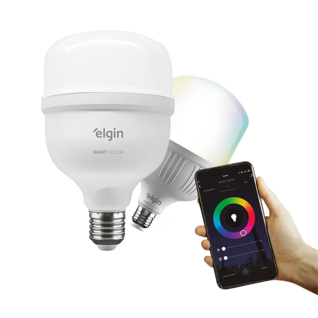 Lâmpada LED Bulbo Smart Color 20W Wi-Fi Bivolt RGB Inteligente Elgin Alexa Google Assistente