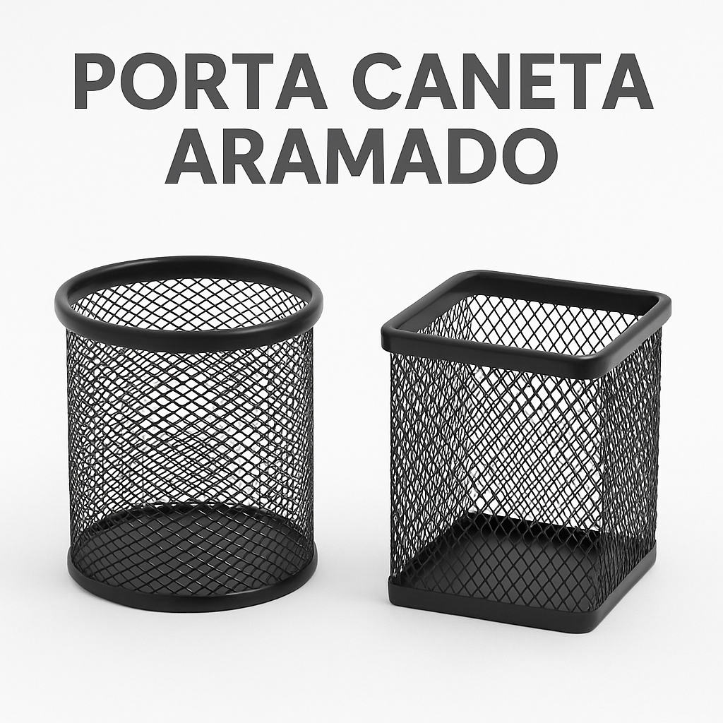 Porta Caneta Aramado Metal Redondo Quadrado em Oferta na Shopee