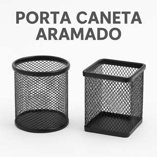 Porta Caneta Aramado Metal Redondo Quadrado em Oferta na Shopee