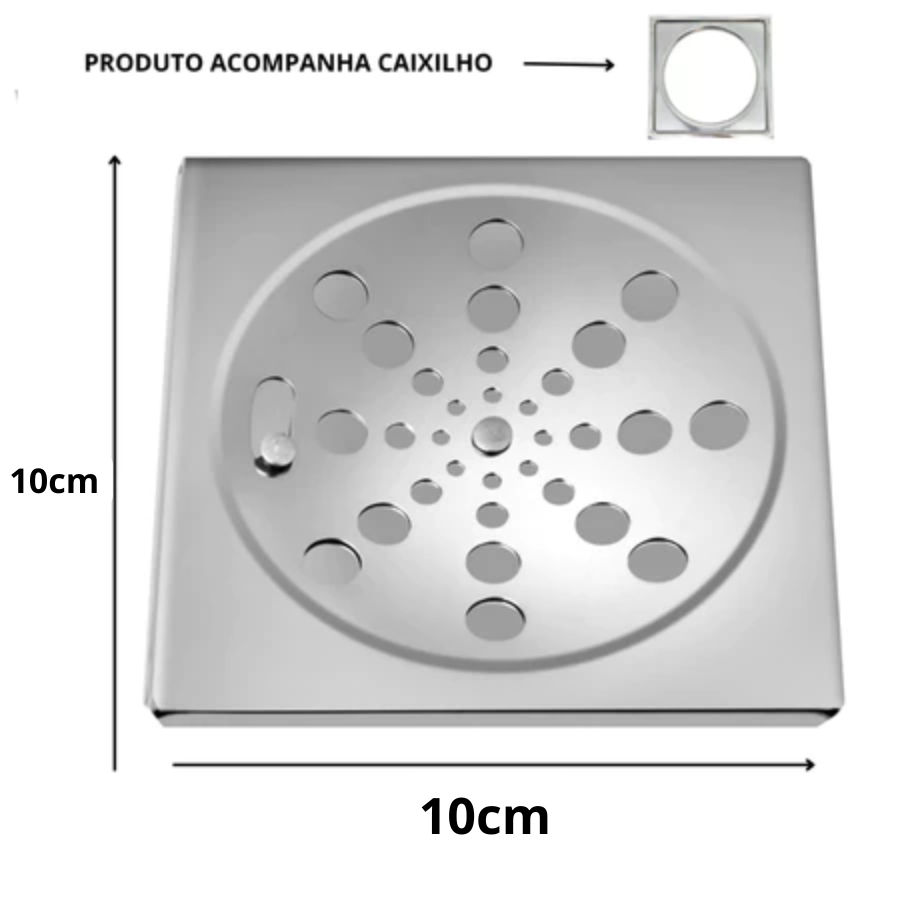Grelha Ralo Quadrado 10x10 + Porta Grelha Caixilho Inox em Oferta na Shopee