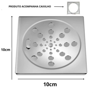 Grelha Ralo Quadrado 10x10 + Porta Grelha Caixilho Inox em Oferta na Shopee
