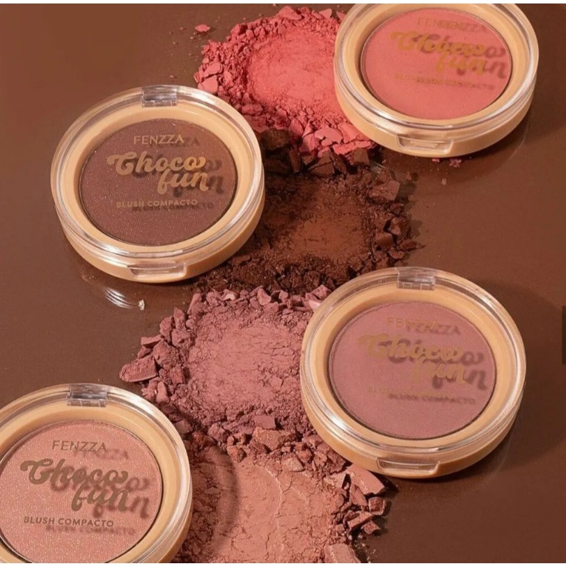 Blush Compacto Choco Fun com Cheirinho de Chocolate Alta Pigmentação - Fenzza