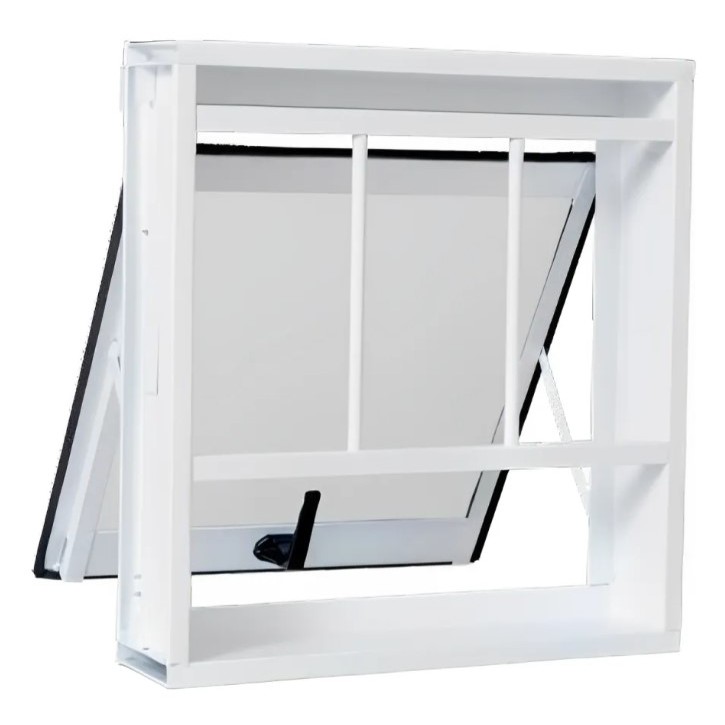 Vitro De Banheiro Janela Maxim Ar 50x50cm Aço Com Grade Tubolar Vidro Liso Max-Ar Ramassol 1027019