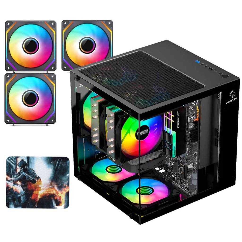 Gabinete Gamer Com Fans Inclusas RBG LED Vidro Lateral e Frontal Temperado