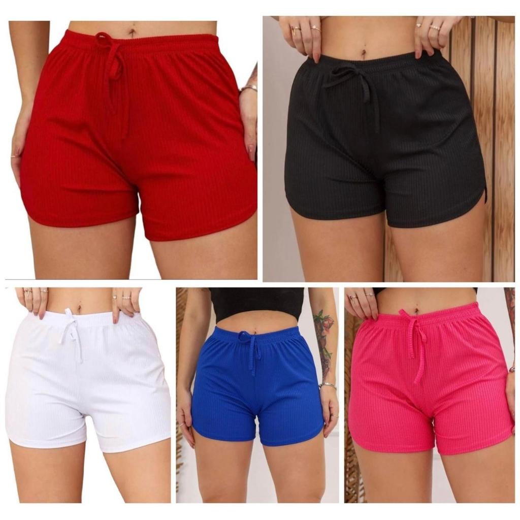 SHORT FEMININO MALHA CANELADA VARIAS CORES QUALIDADE PREMIUM TENDENCIA VERÃO MAIS VENDIDO