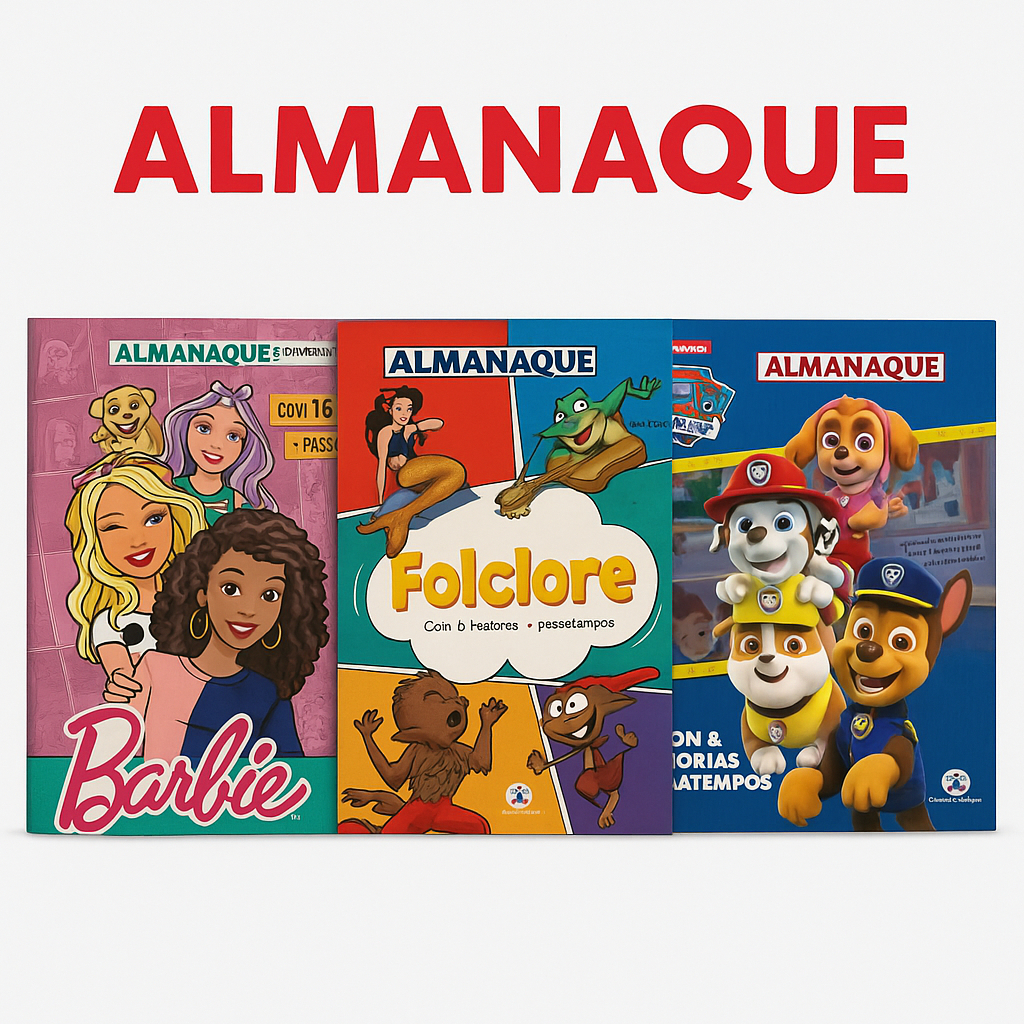 Almanaque Livro Infantil Barbie Folclore e Patrulha Canina Histórias Atividades e Passatempos