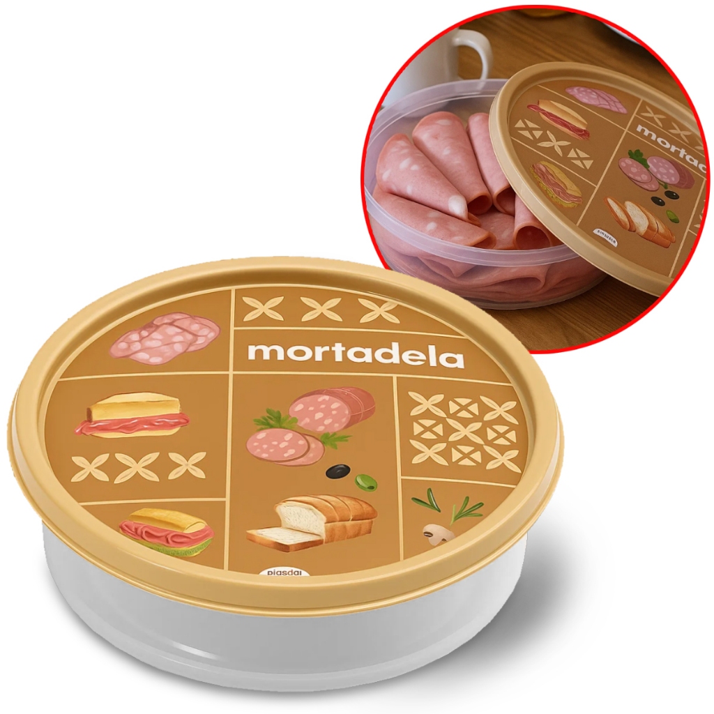 Pote Plástico Redondo Porta Mortadela Frios 750ml decoração cozinha Plasútil em Oferta na Shopee