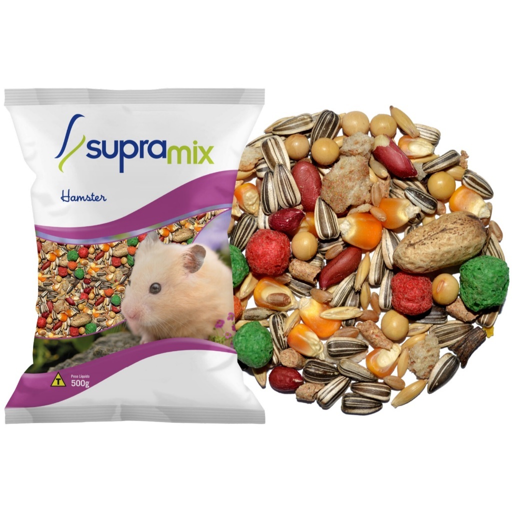 Mistura Hamster e Roedores 500g (Fardo com 10 - Total 5Kg) - Top de Linha - Supramix.
