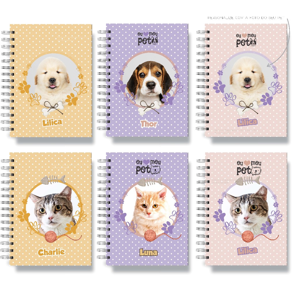 Caderneta Pet Personalizada com Foto e Nome | Capa Dura Colorida | Cartão de Vacinas Cães e Gatos em Oferta na Shopee