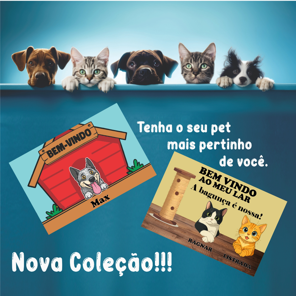 Tapete Capacho Personalizado Com seu Pet Gatos e Cachorros em Oferta na Shopee