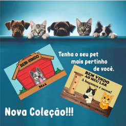 Tapete Capacho Personalizado Com seu Pet Gatos e Cachorros