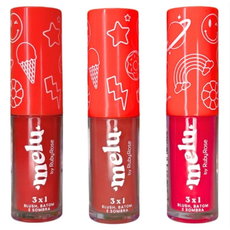 Blush Batom E Sombra 3x1 Melu By Ruby Rose RR1100 em Oferta na Shopee