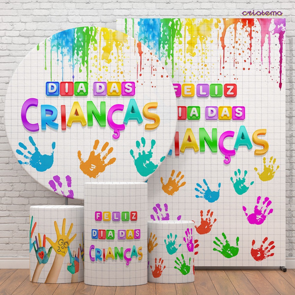 Painéis Casado + Trio Capas Cilindros Dia Das Crianças Veste Fácil Sublimado Em Tecido — imagem 2 de 2
