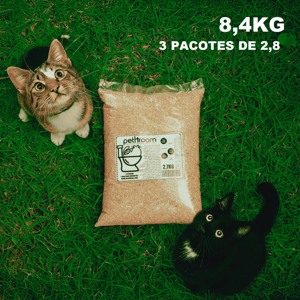 Kit Areia Para Gatos 8.1KG Mandioca e Milho Sanitaria Higienica anti odor torroes firmes