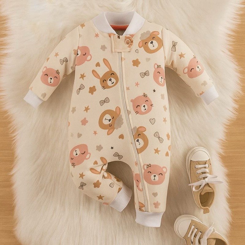 Macacão bebê menina suedine 100% algodão | Roupa infantil RN ao GG podendo variar as cores
