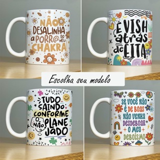 Caneca personalizada engraçada frases divertidas good vibes indelicadas em ceramica 325ml em Oferta na Shopee