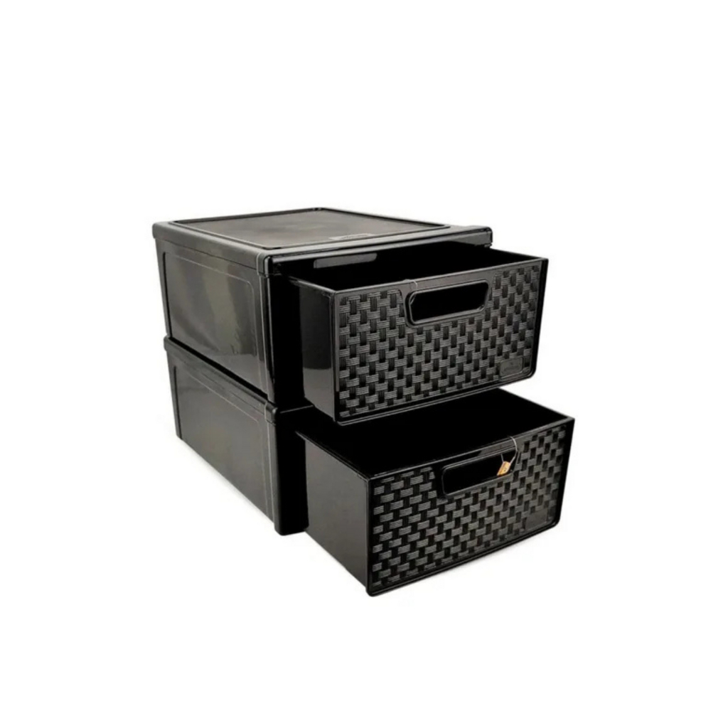 Kit 2 Caixas Gaveteiro Organizador De Sapatos Rattan Modular Organização Multiuso Gavetas 8,2 Litros