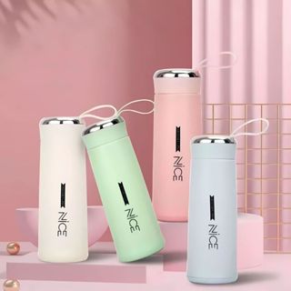 Garrafa de Água Vidro com Proteção 400ml Trends Colors Candy Mantém Temperatura Nice Rabbit em Oferta na Shopee