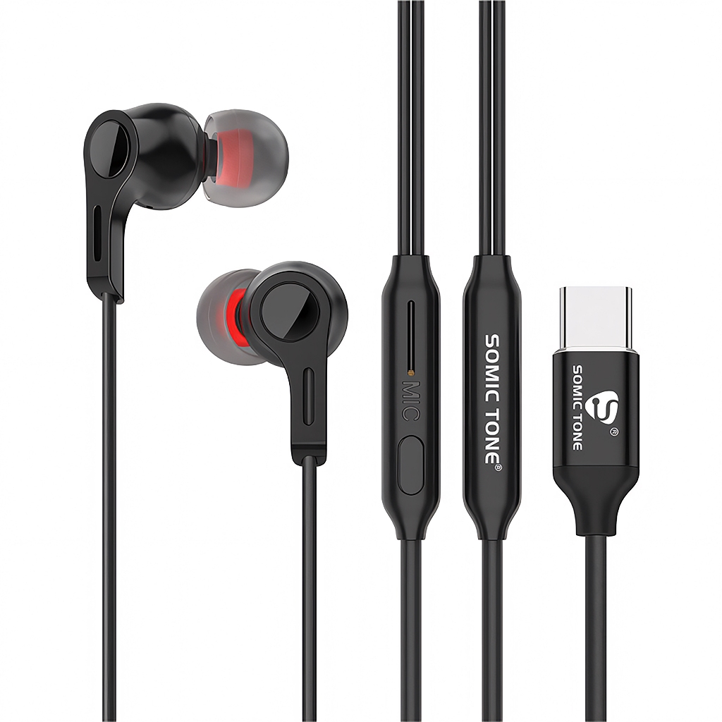 Fone De Ouvido USB C Super Bass Com Fio e Microfone Somic Tone C6