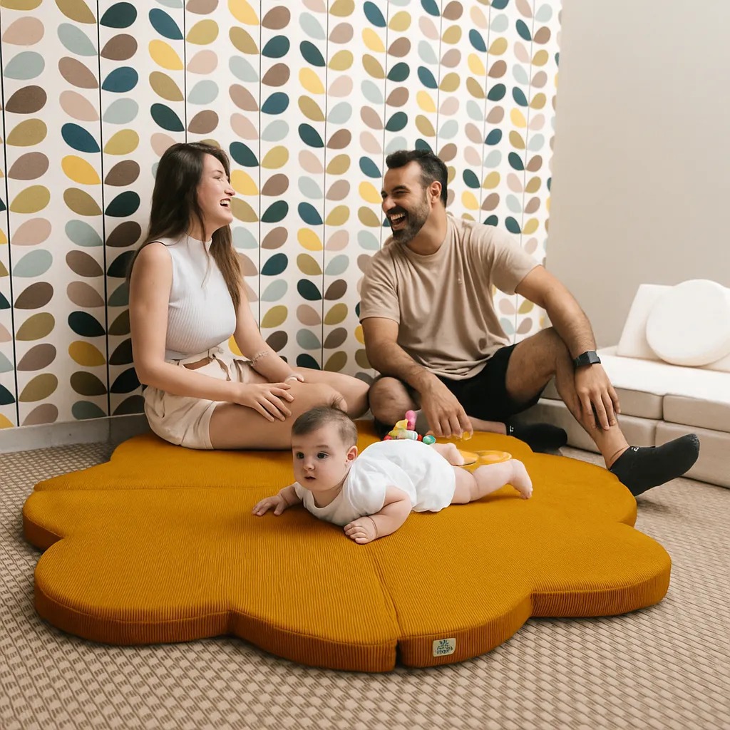 Tatame Infantil Flowerpad – Tapete Infantil  em Tecido Macio e Acolchoado - Little Duck em Oferta na Shopee