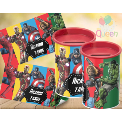 Cofrinhos Personalizados Herois Vingadores Personagens e temas infantis - Temos Todos os Temas