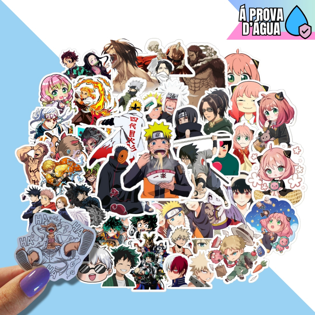 Adesivos Anime Naruto Demon Slayer One Piece Jujutsu Kaisen Solo Leveling Figurinhas Vinil Premium