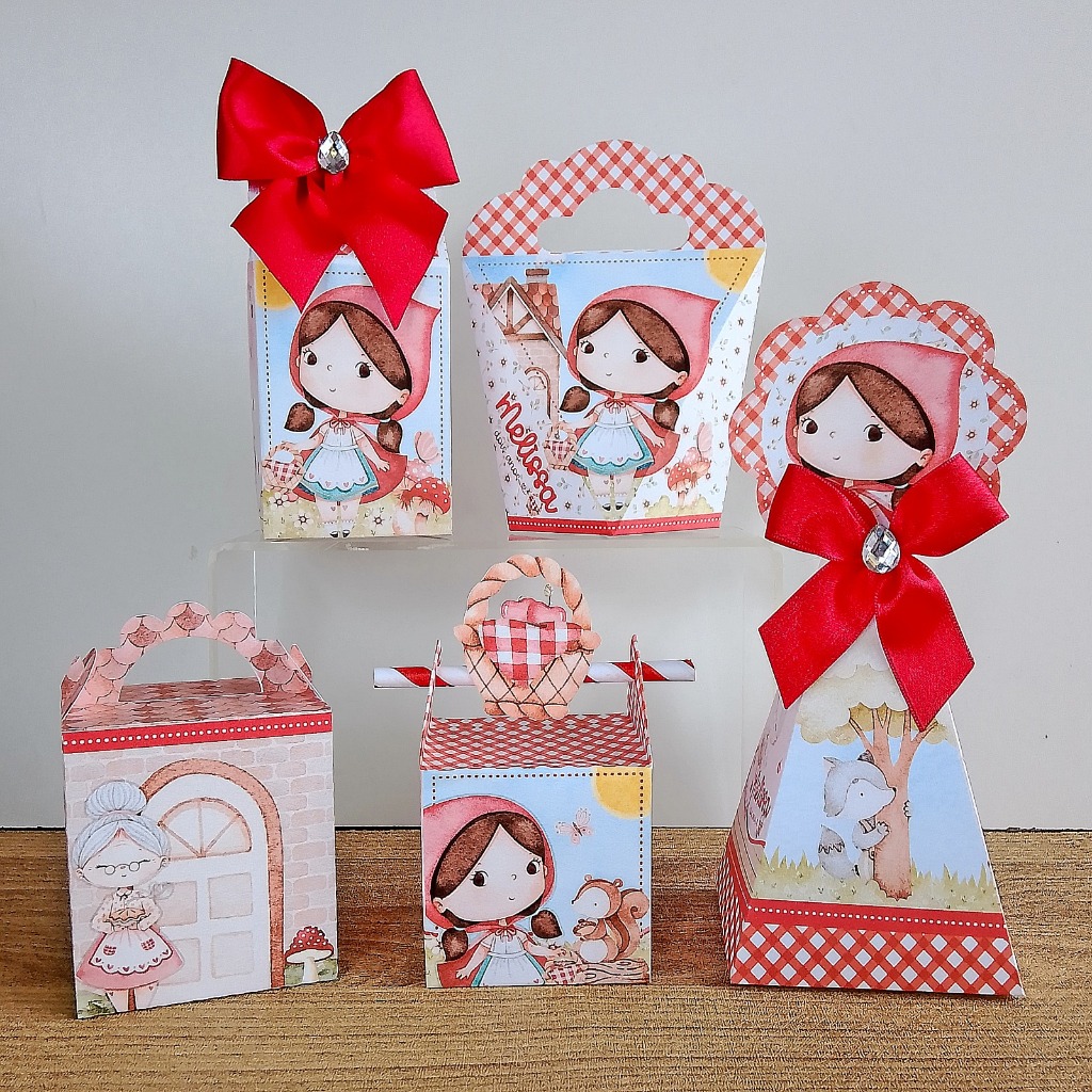 Kit Caixas  Chapeuzinho Vermelho – Lembrancinha para Festa Infantil - Aniversario - Chapeuzinho Vermelho Personalizados