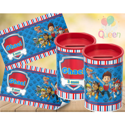 10 Cofrinhos Personalizados Patrulha Canina - Temos todos os temas